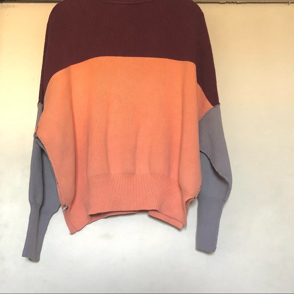 Free people Womens colorblock knit mock sweater orange in size XS